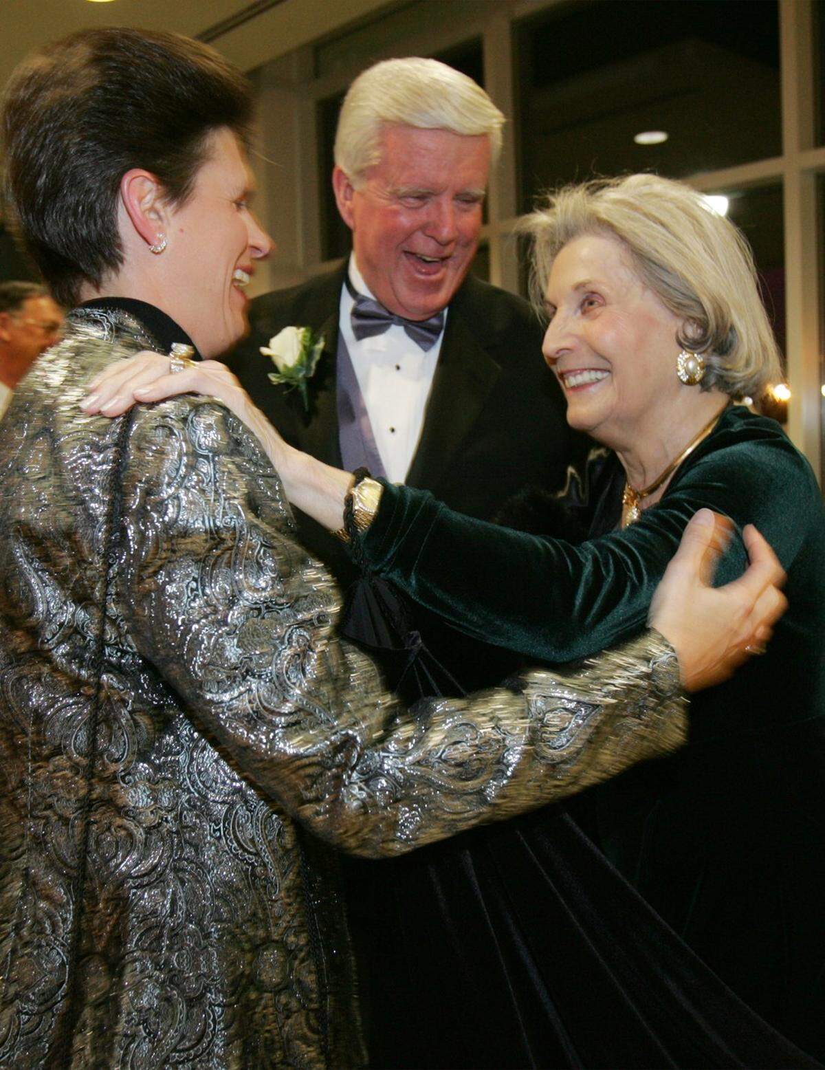 Left to right, Victoria Dowling, now McKendree University senior vice president, and President James Dennis share a laugh with benefactor Fern Hettenhausen at The Hett’s opening in 2006.