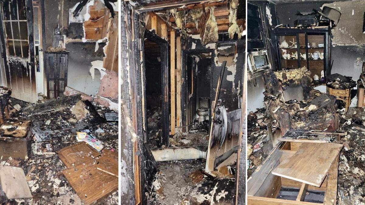 The back addition to a Granite City ranch home is a charred mess due to a fire that broke out Monday evening. The fire department believes it was caused by a space heater.