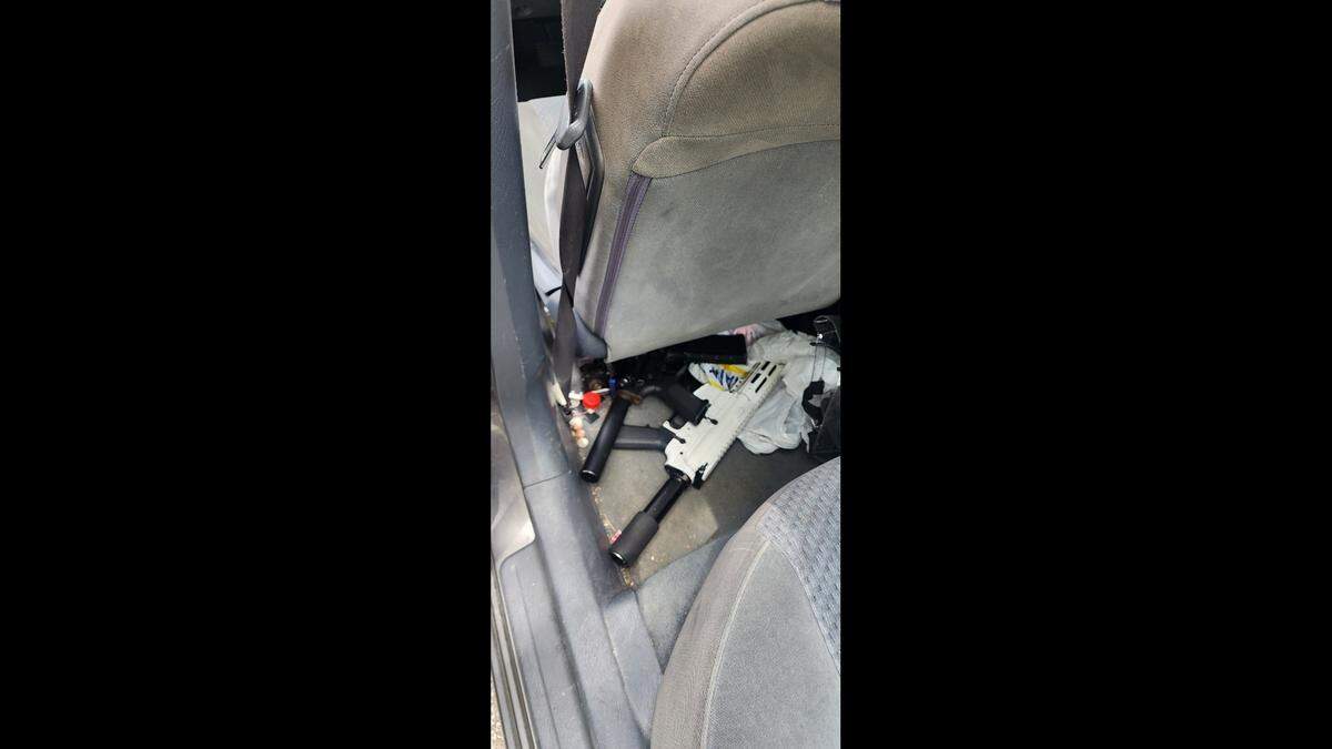 These are two of the four guns that were seized by East St. Louis police officers last week after four people were arrested following a reported shooting near a school.