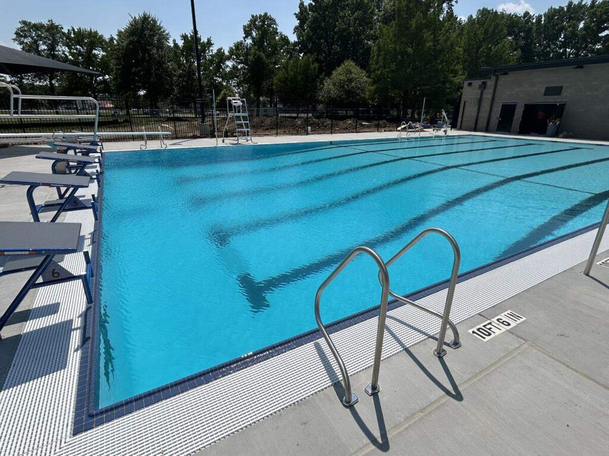O’Fallon Township High School girls swim team practiced at the O'Fallon Aquatic Center in September.