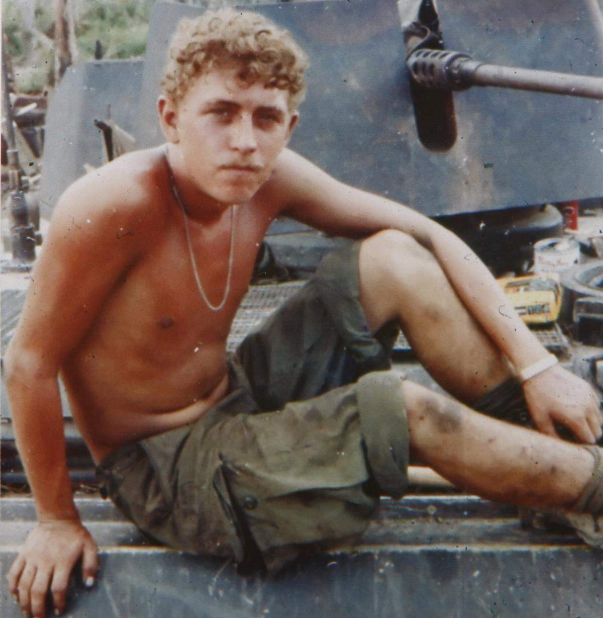 A photograph of Robert “Kenny” Euge taken when he was 20 years old in Vietnam in 1970. photo by Zia Nizami