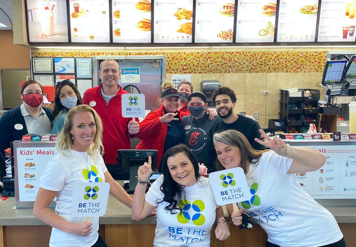 Pictured are Alicia Steele of O’Fallon and other volunteers for “Be a Match” Drive. Steele is a candidate for Military Spouse of the Year, a contest sponsored by the Armed Forces Insurance to recognize outstanding contributions in all branches of service to the military community and the world.