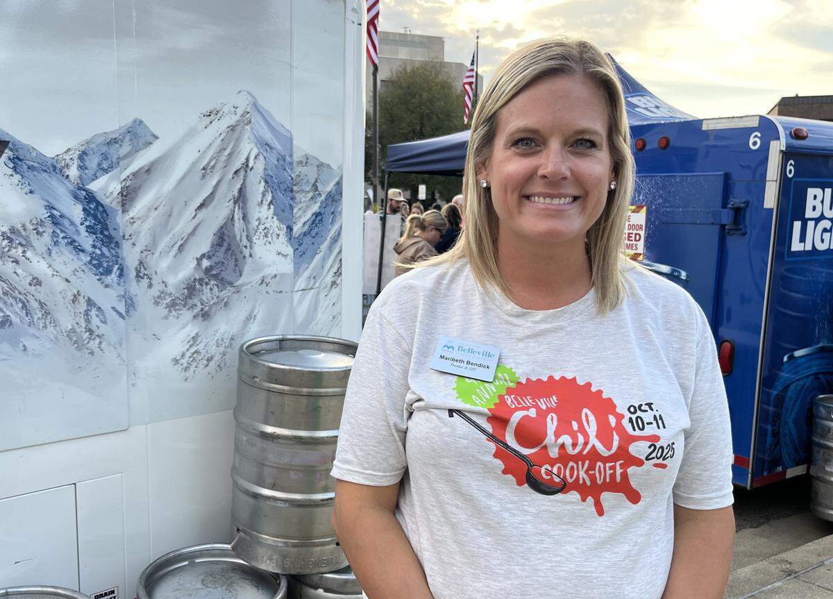 Maribeth Bendick is shown on Saturday at Belleville’s Chili Cook-Off, which is sponsored by Greater Belleville Chamber of Commerce. She recently took over as chamber president and CEO.