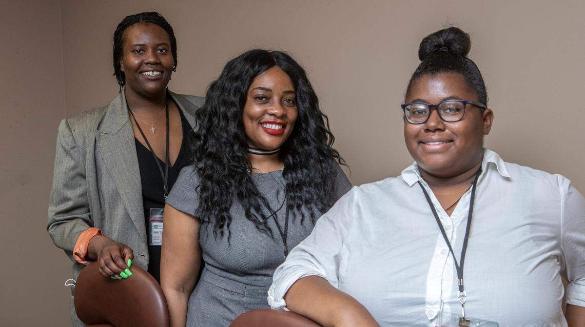 Kenya Hooper, Cherry Bell, and Patricia Nunn are the outreach navigators for a COVID 19 study project. The team will be working in the East St. Louis community to find participants for the 2 year study.