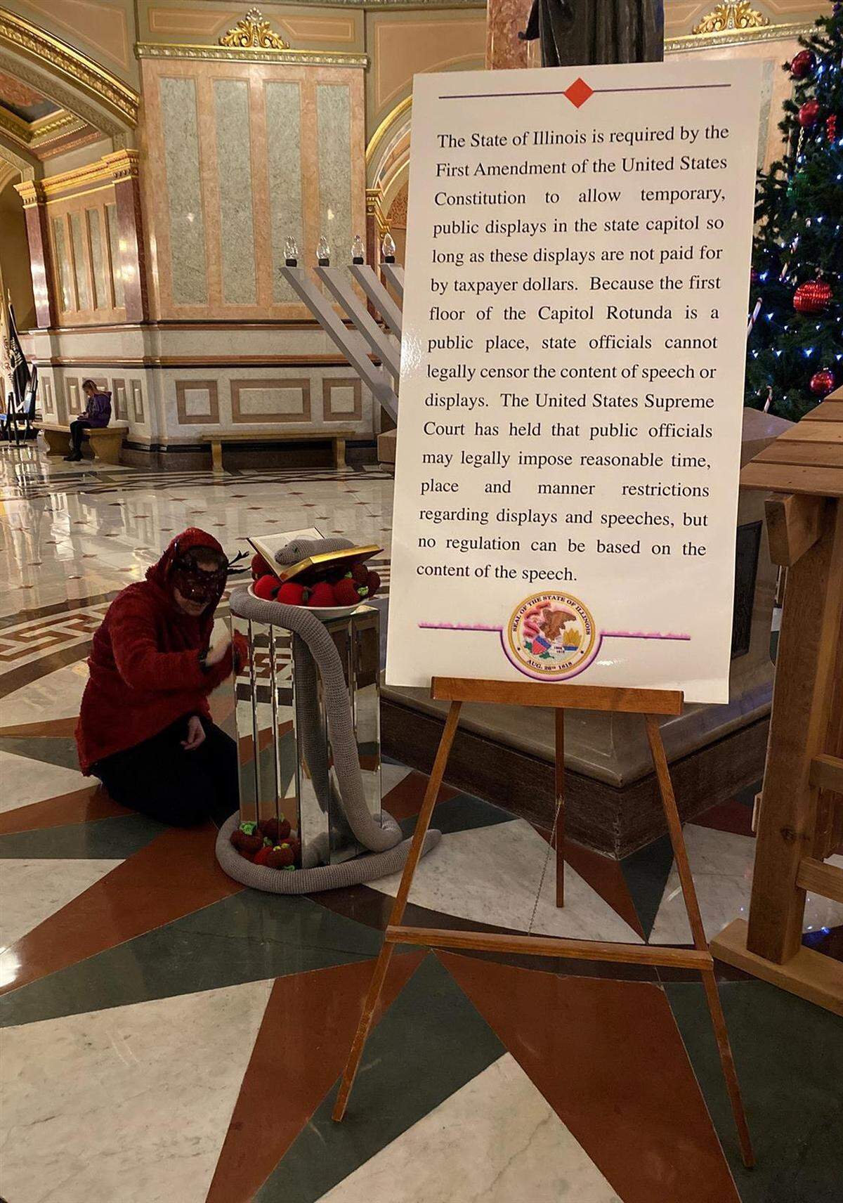 A menorah display is pictured on the Illinois Capitol rotunda. It has been placed there annually near Christmastime for the past 18 years.