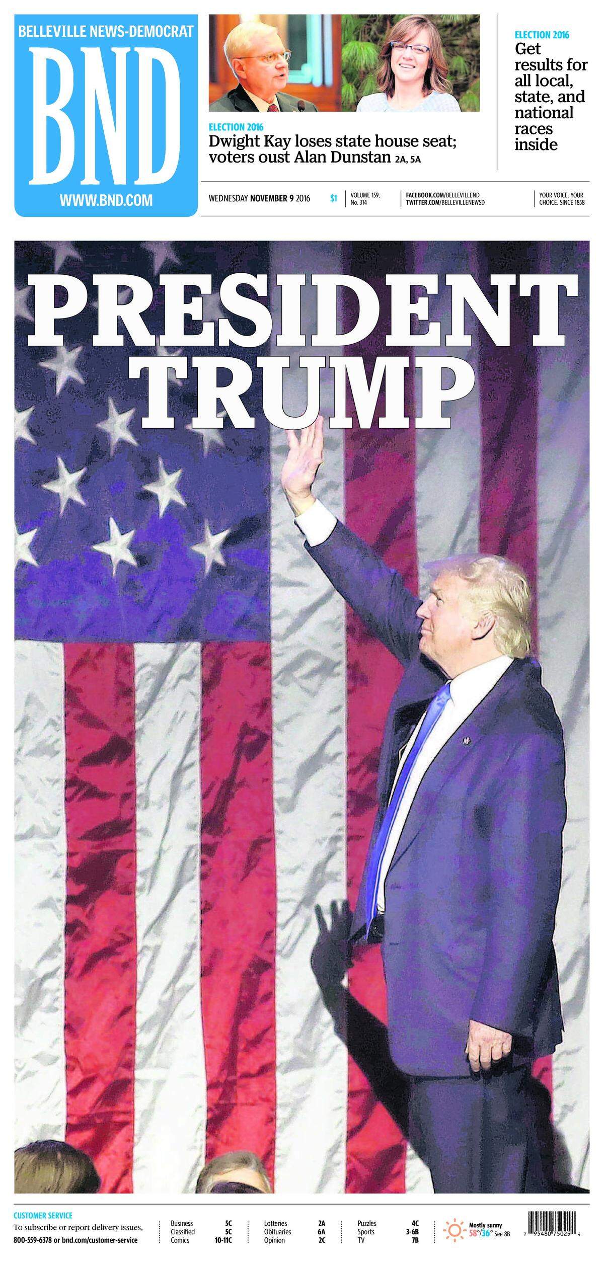 The BND’s front page from Nov. 9, 2016.