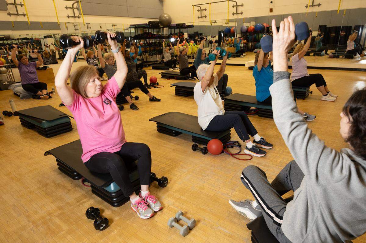 Inside of Belleville Health and Sports Center, a gym facility owned and operated by Belleville Health and Fitness Club, a 501(C) nonprofit with a board of fitness-oriented citizens.