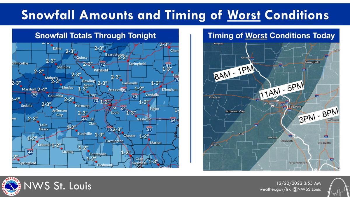 The metro-east continues to brace for a three-pronged winter attack of snow, high winds and frigid temperatures Thursday and Friday.