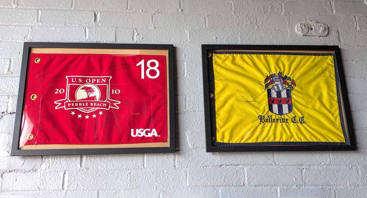 Framed pin flags on display