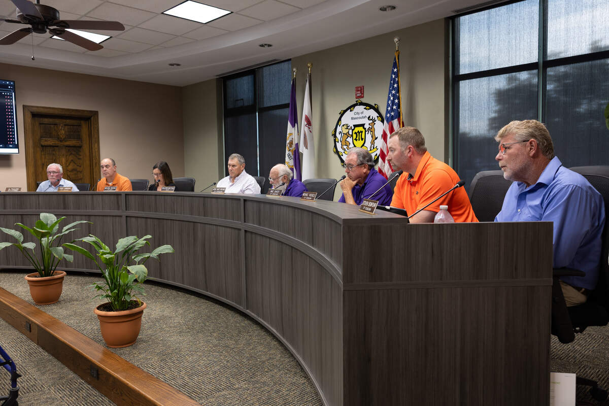 Mascoutah city council hears a citizen speak during a June 6, 2026 city council session.