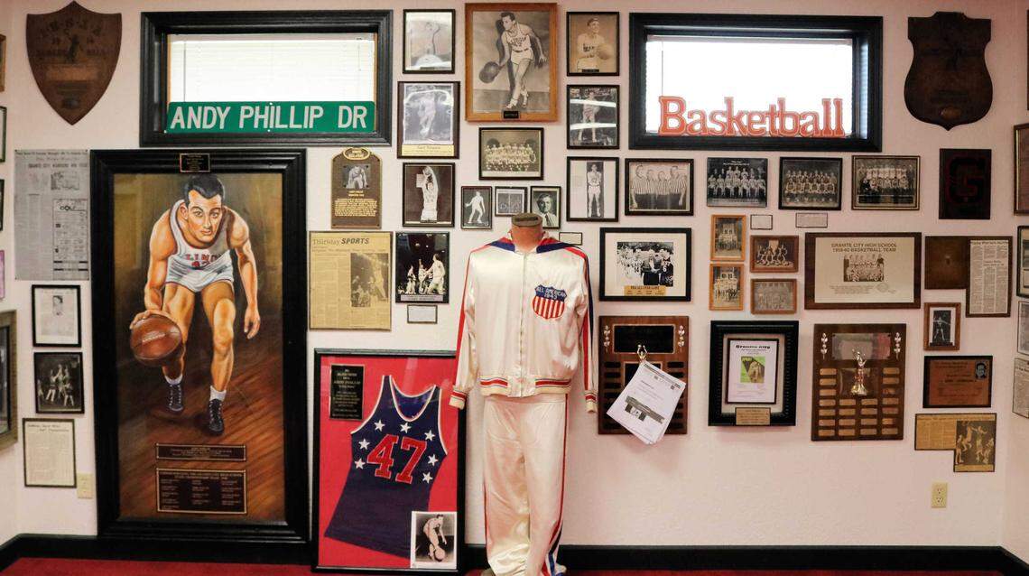The Granite City Sports Hall of Fame has a display honoring the Granite City High School Warriors boys basketball team that won the 1940 state championship. It was led by captain Andy Phillip.