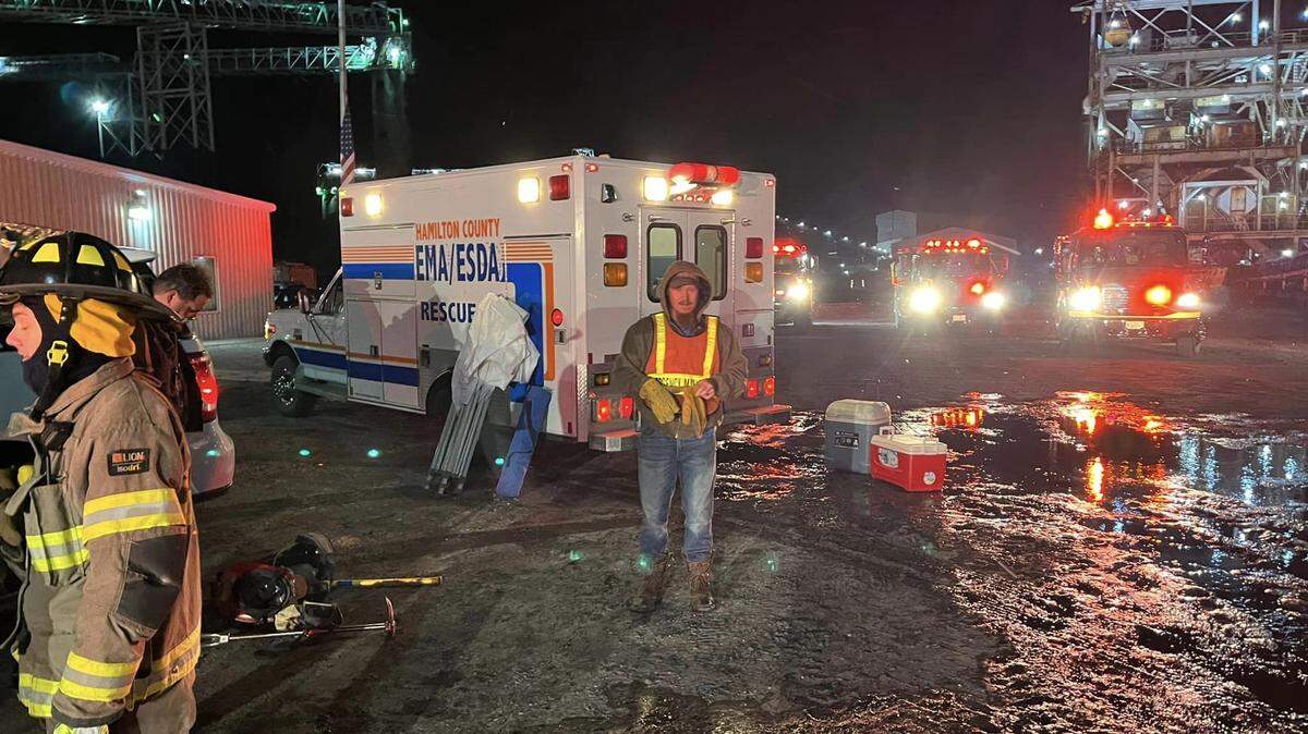 Several departments responded to a call about a fire Saturday at a “preparation plant” at a Hamilton County coal mine where a worker died earlier Saturday in a separate incident.