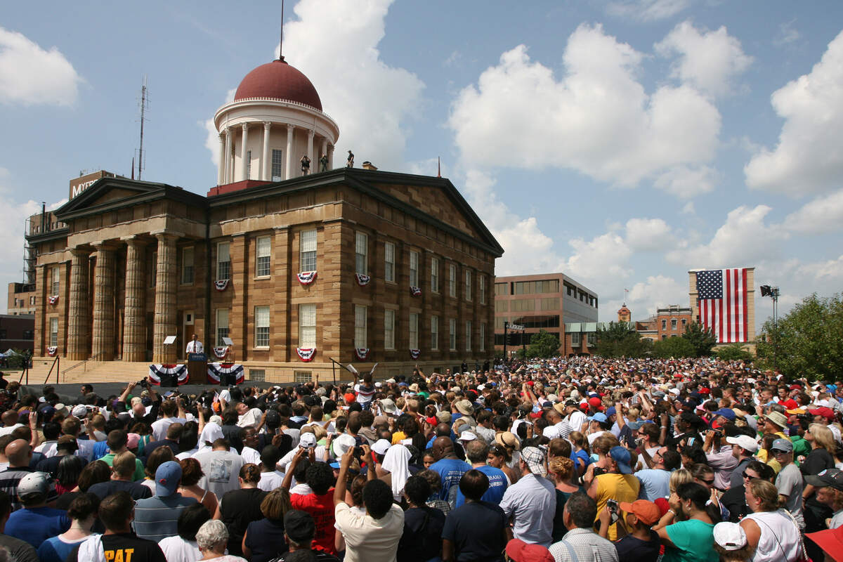 The Old State Capitol building in Springfield may no longer be used to conduct the people's business, but it is a popular place for events, re-enactments and political rallies. Barack Obama has used it during his campaign for president to make several announcements.