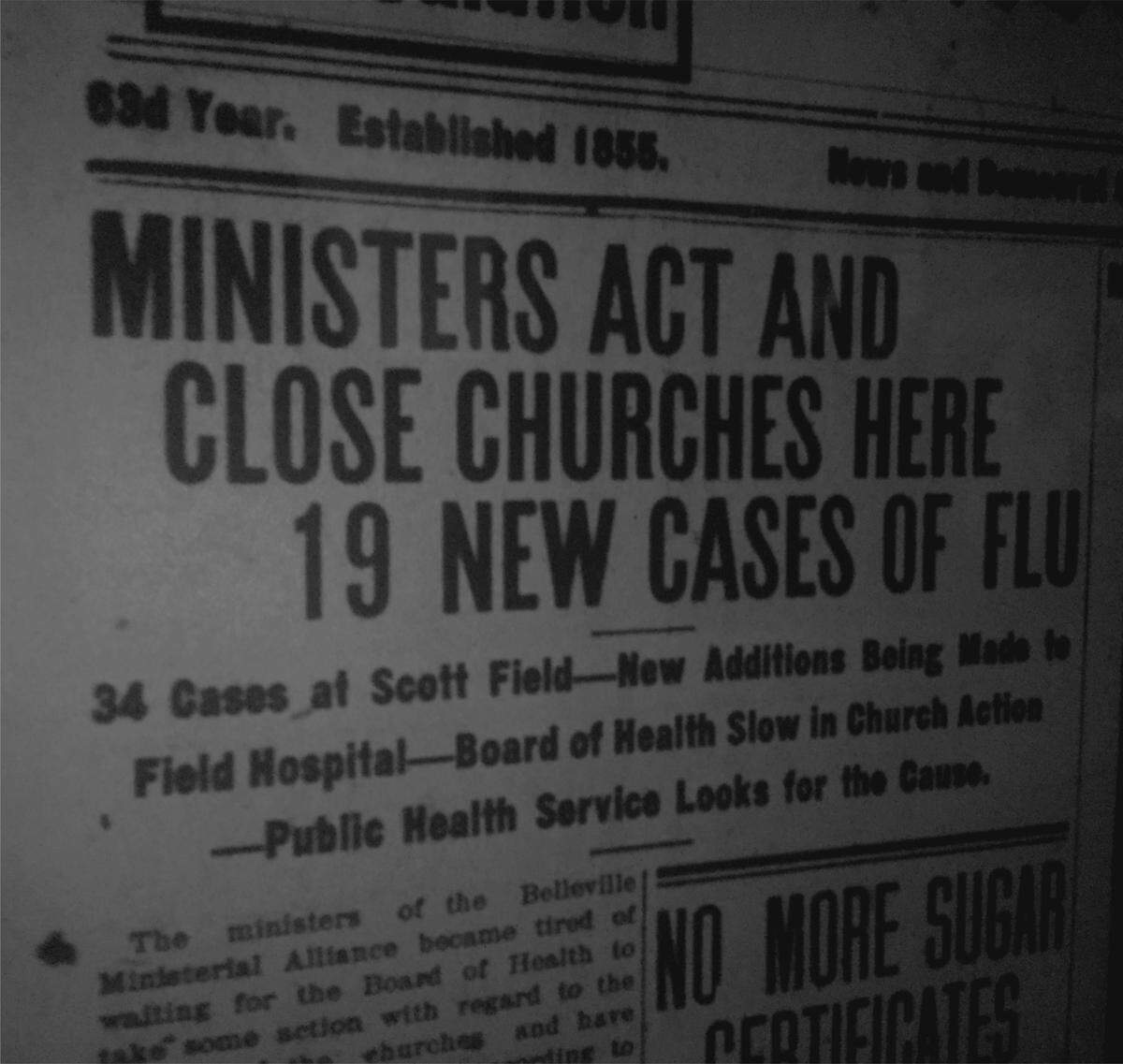Area churches closed during the Spanish flu epidemic of 1918.
