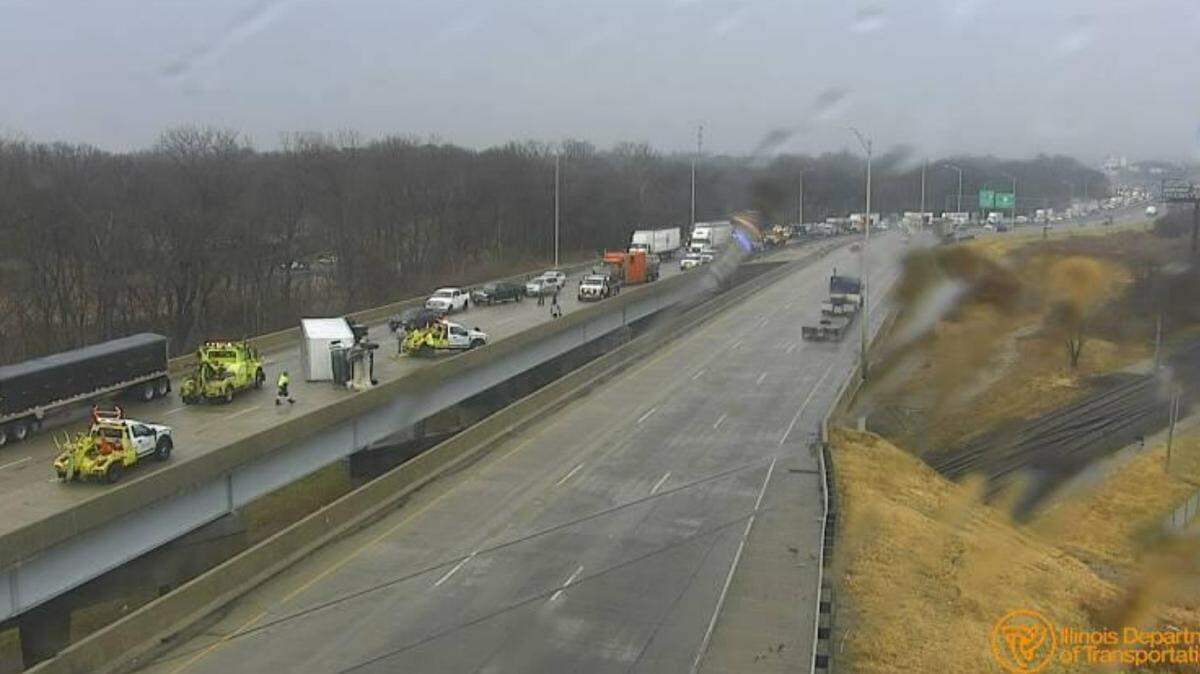 The Illinois Department of Transportation reported Friday that all westbound lanes of Interstate 64 at the 25th Street exit in East St. Louis were closed because of a crash. The lanes were reopened by 2:22 p.m.