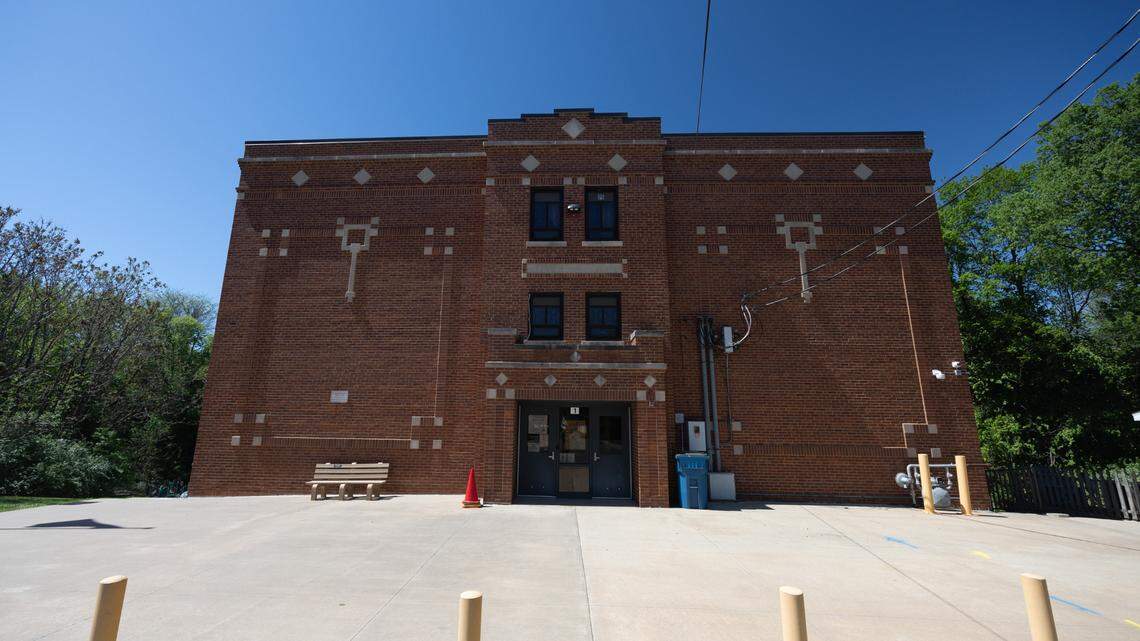 Outside of Jefferson Elementary School in Collinsville, Ill., on April 17, 2024.