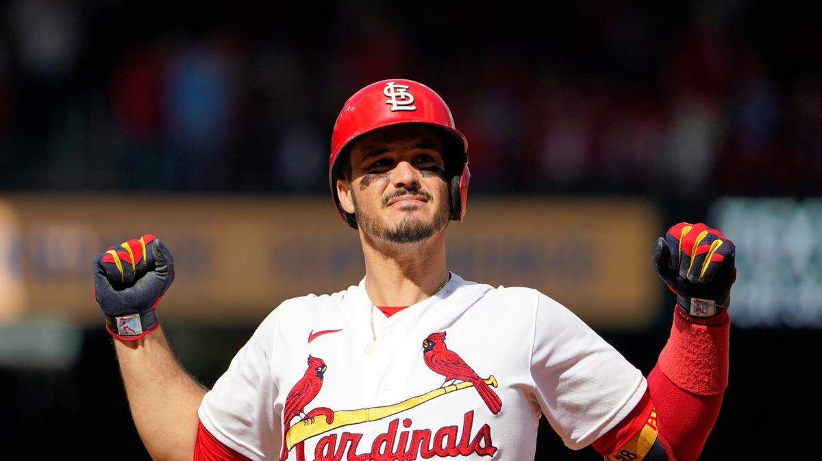 St. Louis Cardinals star Nolan Arenado reacts after flying out during Game 1 of a National League Wild Card against the Philadelphia Phillies on Oct. 7. In recent days, Arenado decided to opt in to the remaining five years on his contract with the team and earned his 10th consecutive NL Gold Glove at third base to begin his career.