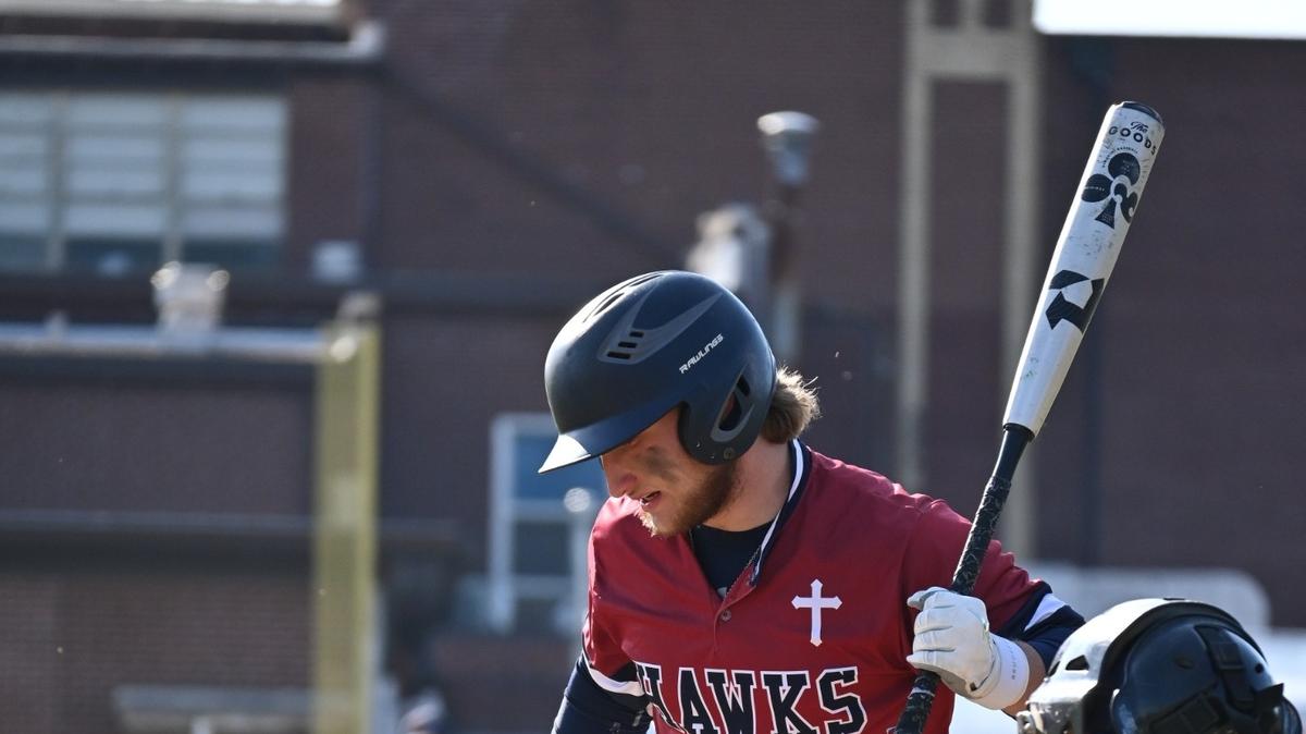 Daniel Darin of Gibault Catholic High School takes a pitch during a game this season. Darin is the winner of this week’s Belleville News-Democrat Baseball Player of the Week high school poll, as selected by readers of bnd.com.​