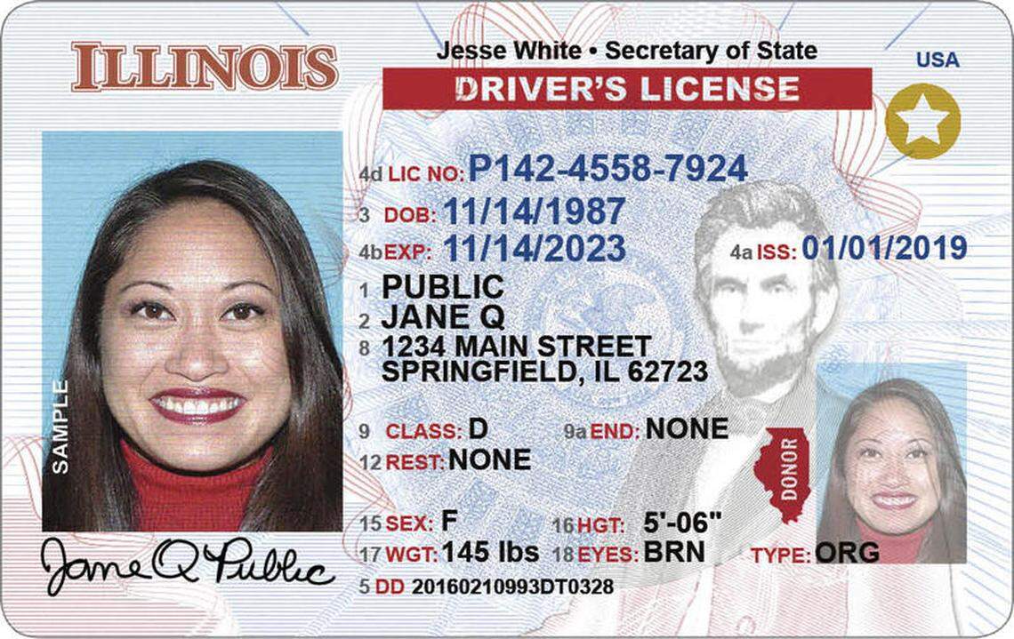 Here’s an example of an Illinois REAL ID.