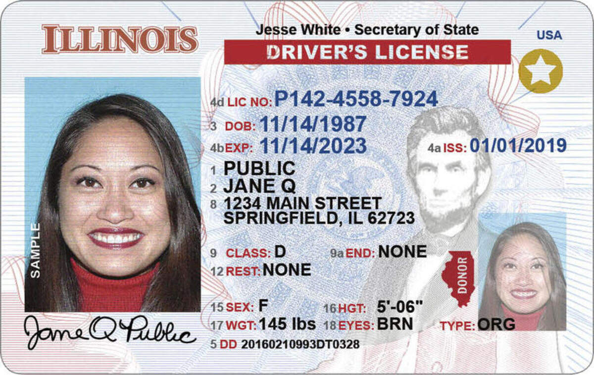 Here’s an example of an Illinois REAL ID.