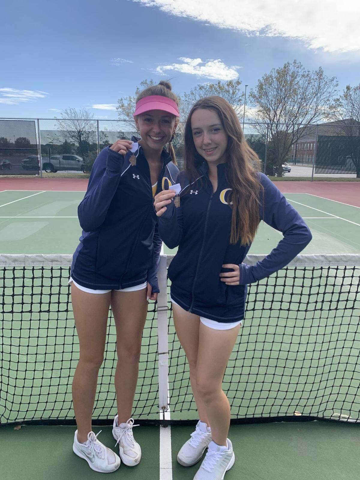 O’Fallon High School tennis standouts Isabel Wells and Natalie Spihlman qualified for the IHSA state tournament as a doubles team during sectional competition.