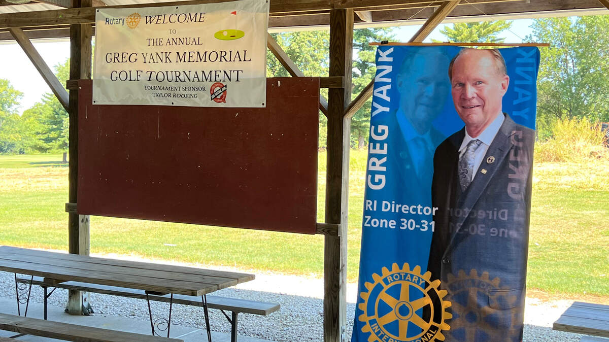 Signage for the Greg Yank Memorial Golf Tournament