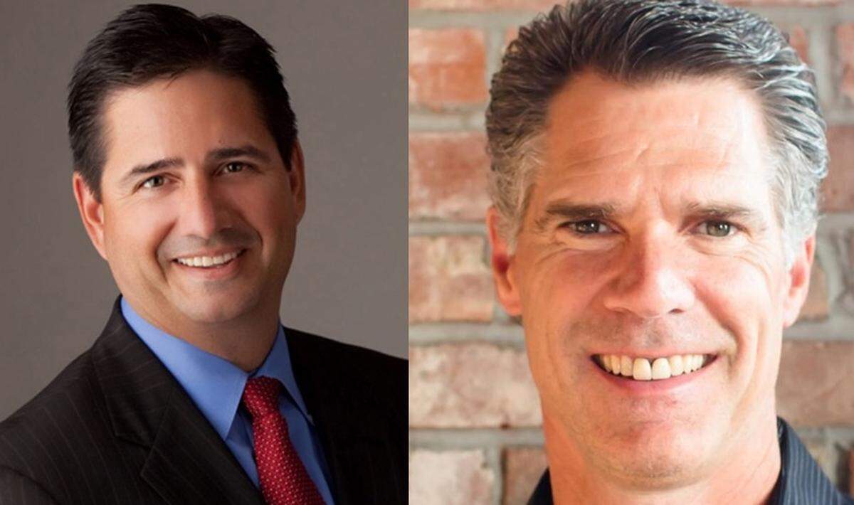 State Rep. Jerry Costello II, D-Smithton, (Left), and Republican David Friess