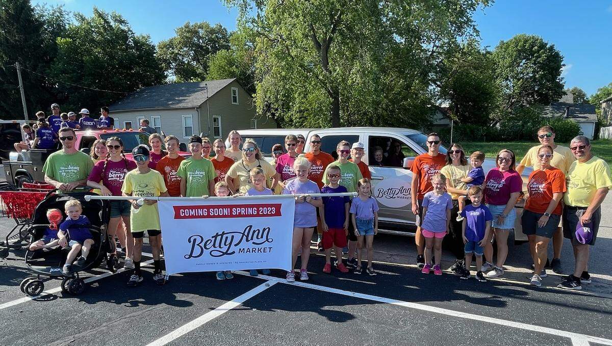 Family, friends and employees marched in the Mascoutah Homecoming Parade on Saturday with a banner announcing that Betty Ann Market is replacing Tom’s Supermarket in Mascoutah. Namesake Betty Ann Norrenberns, 85, can be seen in the truck.