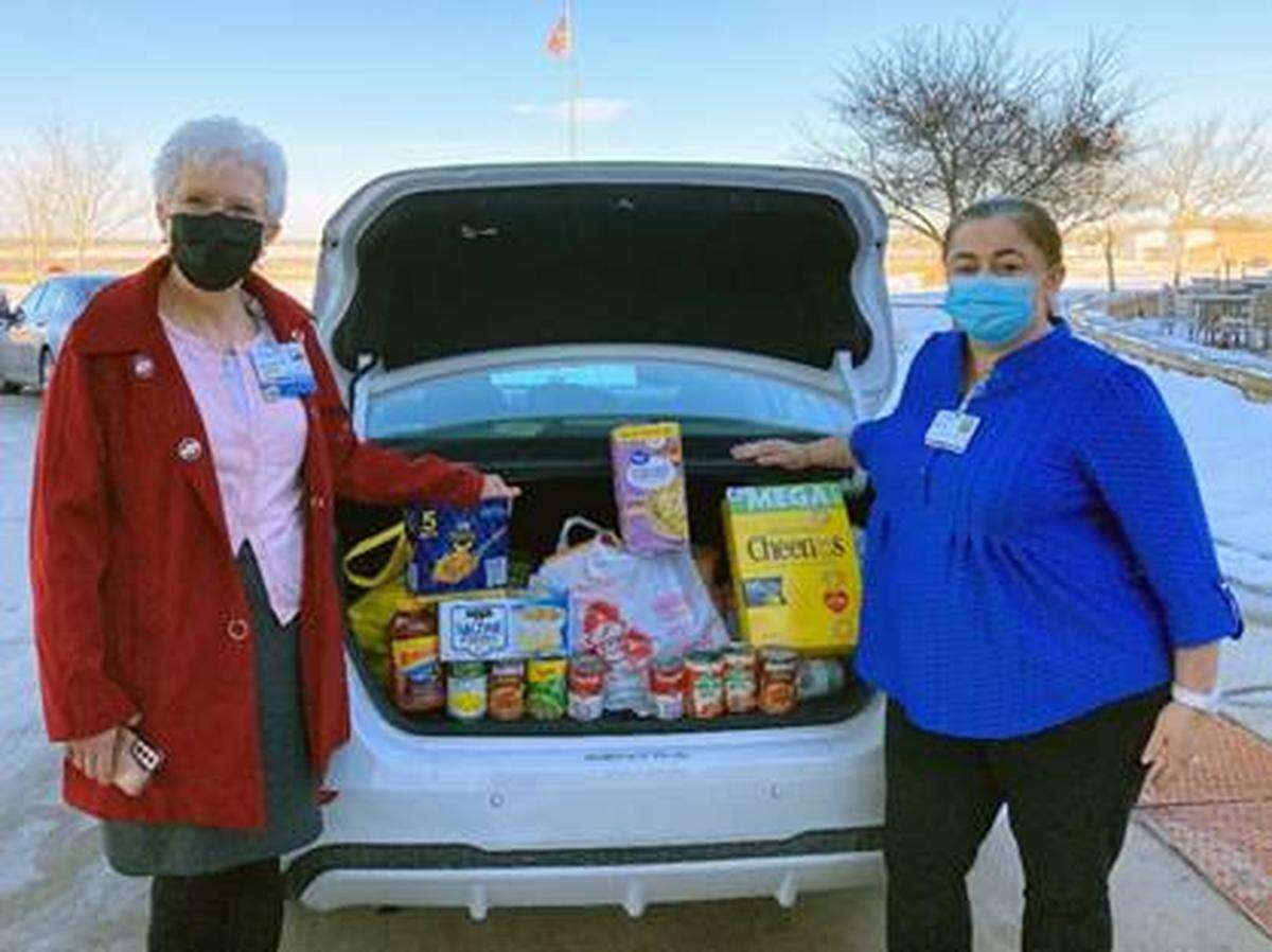 HSHS Home Care Illinois expresses its thanks to community members and colleagues at HSHS St. Joseph’s Hospital Highland who generously donated non-perishable food items during their February food drive. Shown with the items collected during the drive are Jeannie Korte, director of mission for HSHS St. Joseph’s Hospital, and Valerie Engelbart, volunteer/bereavement coordinator for HSHS Hospice Illinois. These items were donated to the Highland Area Christian Service Ministry food pantry to help those struggling with food insecurity. For more information about HSHS St. Joseph’s Hospital Highland, visit the hospital’s website at stjosephshighland.org.
