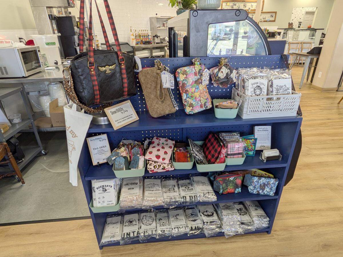 Handcrafted bags from SEW1980s by Jaby at Good Ground Coffeehouse