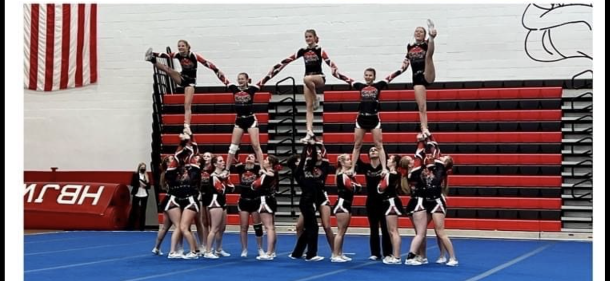 The Highland varsity cheerleaders continued their winning streak by taking first place in the varsity coed division at the Highland Cheerleading Regional.