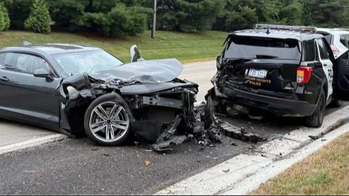A Camaro crashed into a Fairview Heights police car Wednesday. The driver told an officer he rammed the squad car on purpose.