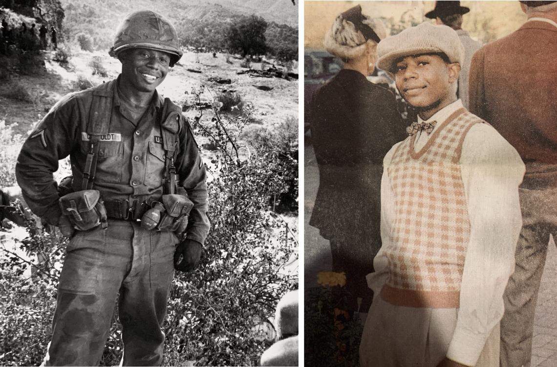 Edwin Morrow, formerly of East St. Louis, played Young Willie Mays in the 1996 HBO movie, “Soul of the Game,” right, and Pvt. Willie Godboldt in the 2002 Paramount Pictures movie “We Were Soldiers.”