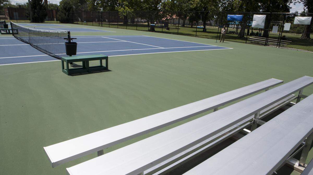 Tennis courts are finished inside Lincoln Park in East St. Louis.