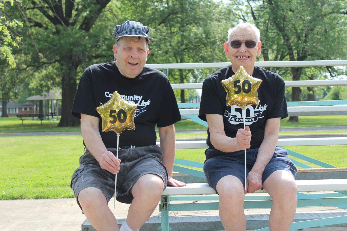 The 16th Annual Community Link Buddy Walk is just around the corner. Teams, families, participants, staff, and friends will gather Saturday, Oct. 8, at Northside Park in Breese to begin the 1-mile walk at 11 a.m. Following the walk will be an afternoon full of activities to celebrate Community Link’s 50th anniversary. Pictured are David and Mike who have been with Community Link since day one in 1972.
