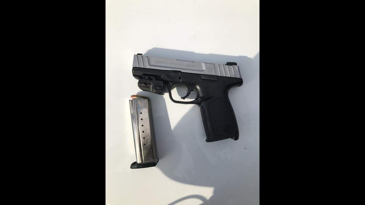 Illinois State Police released this photo on Wednesday as part of an announcement of a “firearms enforcement blitz” aimed at making sure persons with FOID cards are in compliance with state law. This gun was seized as part of a detail conducted by the Illinois State Police Public Safety Enforcement Group in collaboration with the East St. Louis Police Department and the East St. Louis Housing Authority.