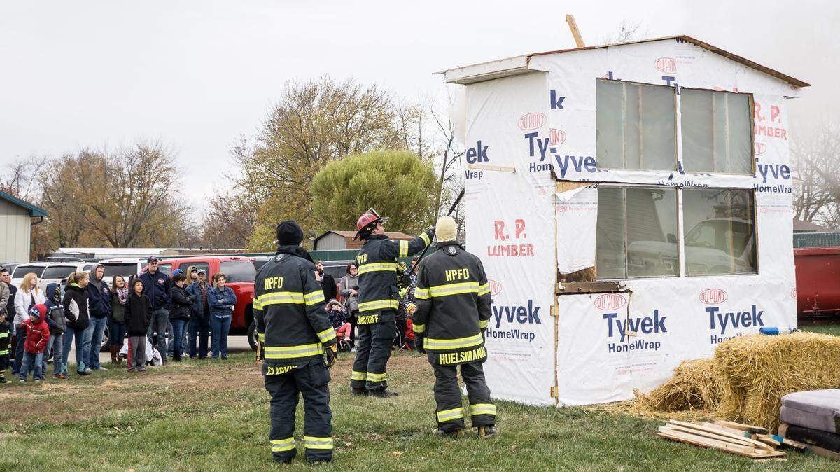 For its 7th annual breakfast, the Highland-Pierron Fire Department served 338 meals at the Pierron firehouse on Sunday in conjunction with Veterans Day.  With Fire Prevention Week last month, the fire department plans this event annually as an opportunity to provide the community with fire prevention information.  The highlight at the breakfast each year is the live burn demonstration, with each year’s demo sending a different take-home message with spectators and teaching fire prevention with “safety through education.”