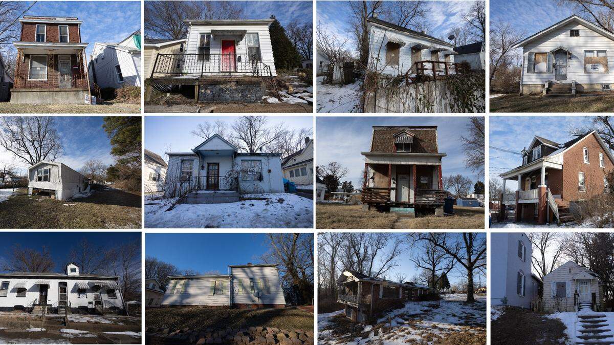 These 11 homes and one trailer are among 14 derelict buildings that the city of Belleville plans to demolish, beginning in February, at a cost of $245,000. Many were built in the 1800s.