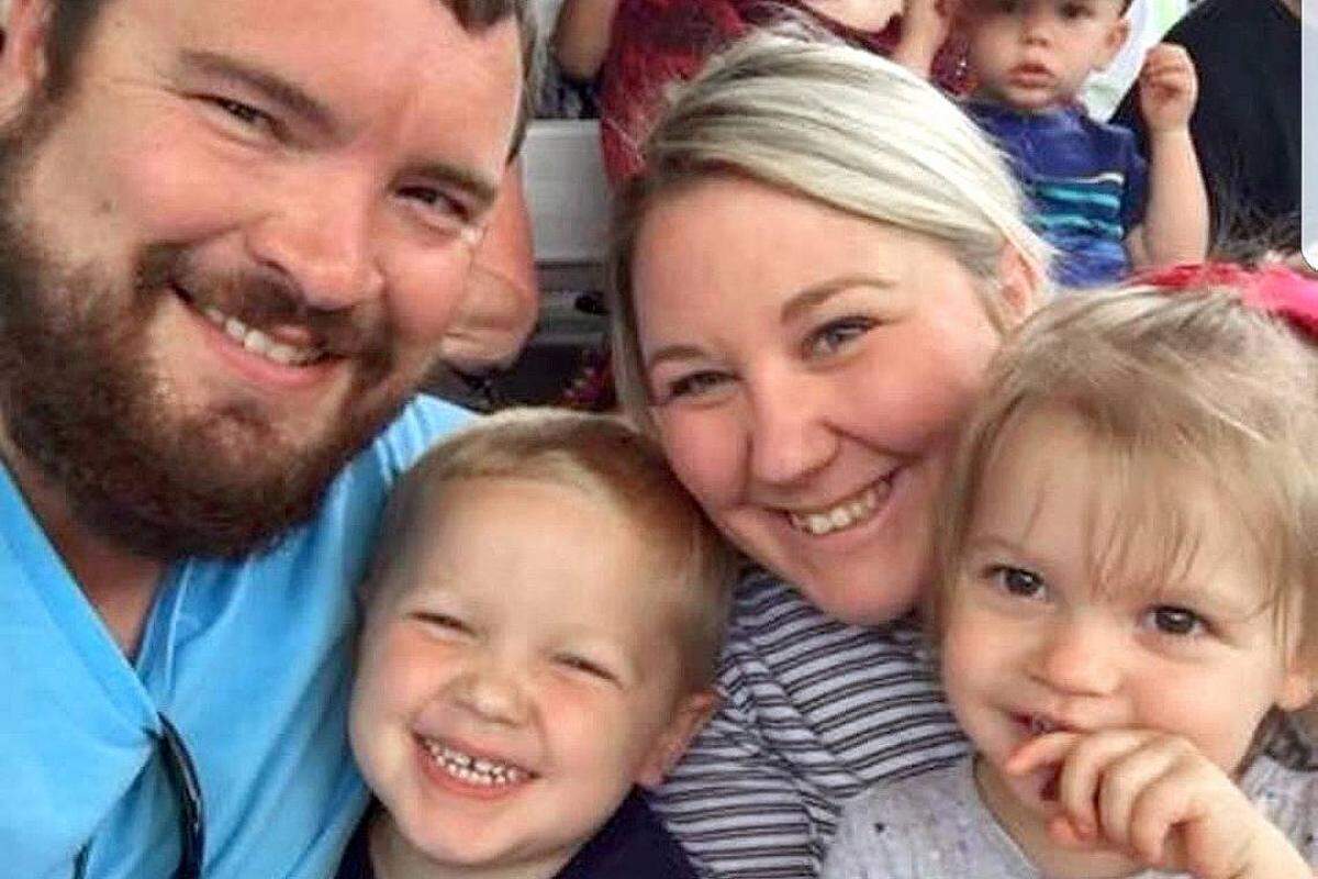 Kayla Goscinski is shown with her husband, George, son Edward, now 4, and daughter Joanna, now 2. Kayla, 31, of Belleville died May 3, two days after giving birth to her son Hudson, because of a rare condition called "amniotic fluid embolism."