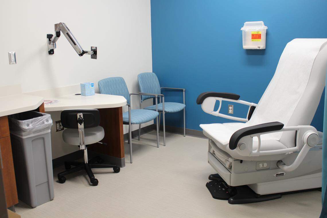 This is one of the medical oncology exam rooms where doctors will see patients at the new Siteman Cancer Center location at Memorial Hospital East in Shiloh.