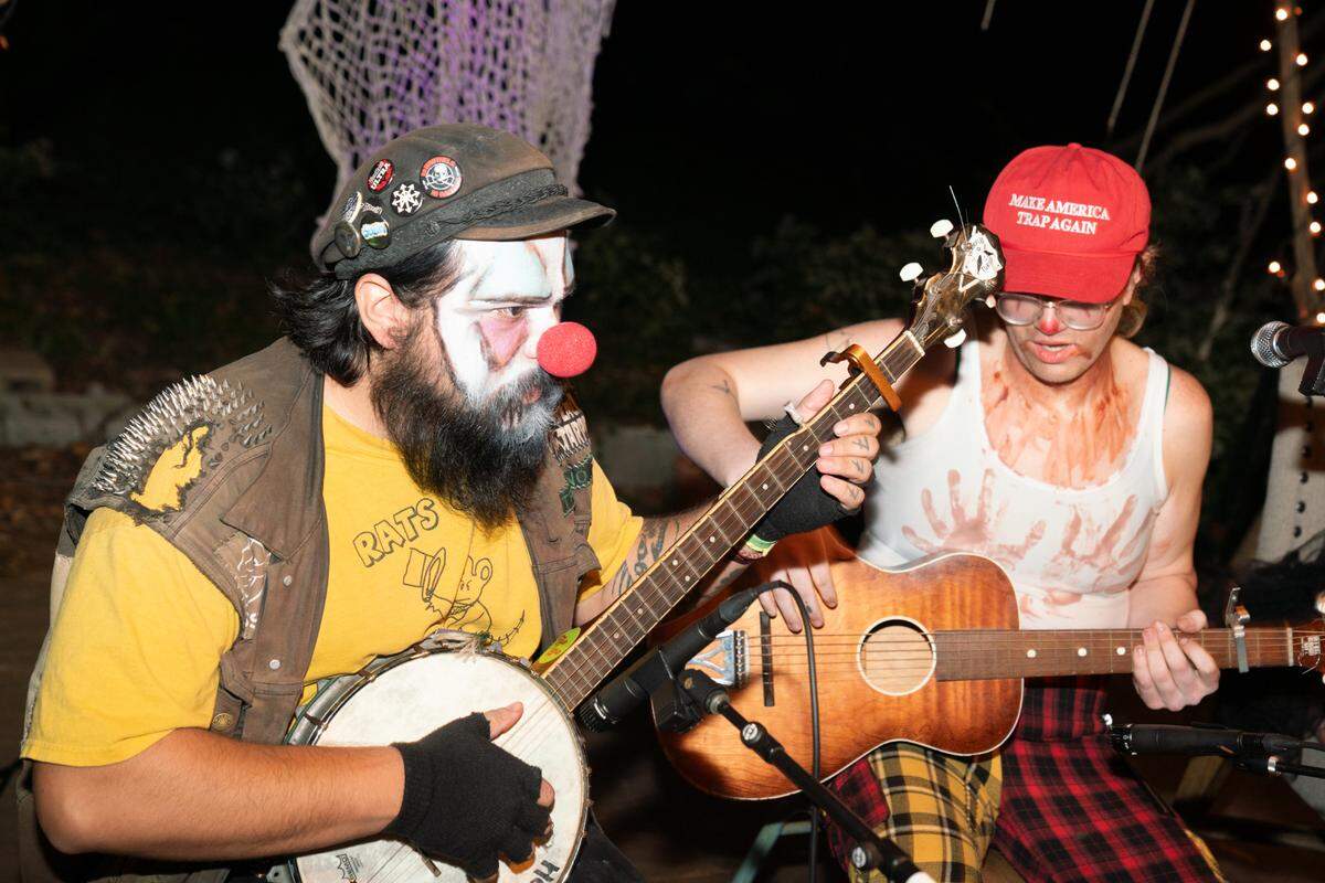 Folk-punk band Shrimps is Bugs warms up prior to their Thursday night set at The Nunnery on Oct. 3, 2024.