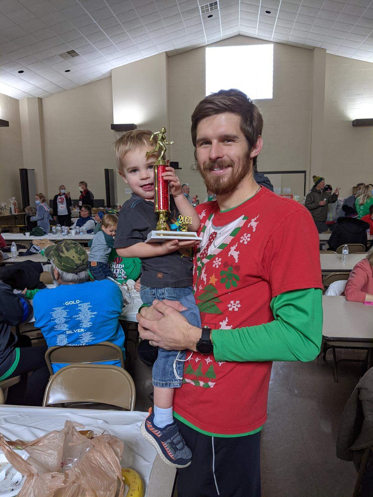 Allen Ernst finished first in the annual Holiday Hilltop 5K Run/Walk in Shiloh. Event Director Neil Jansen said over $280,000 has been raised during the past 10 years to benefit a young person battling a challenging medical condition.