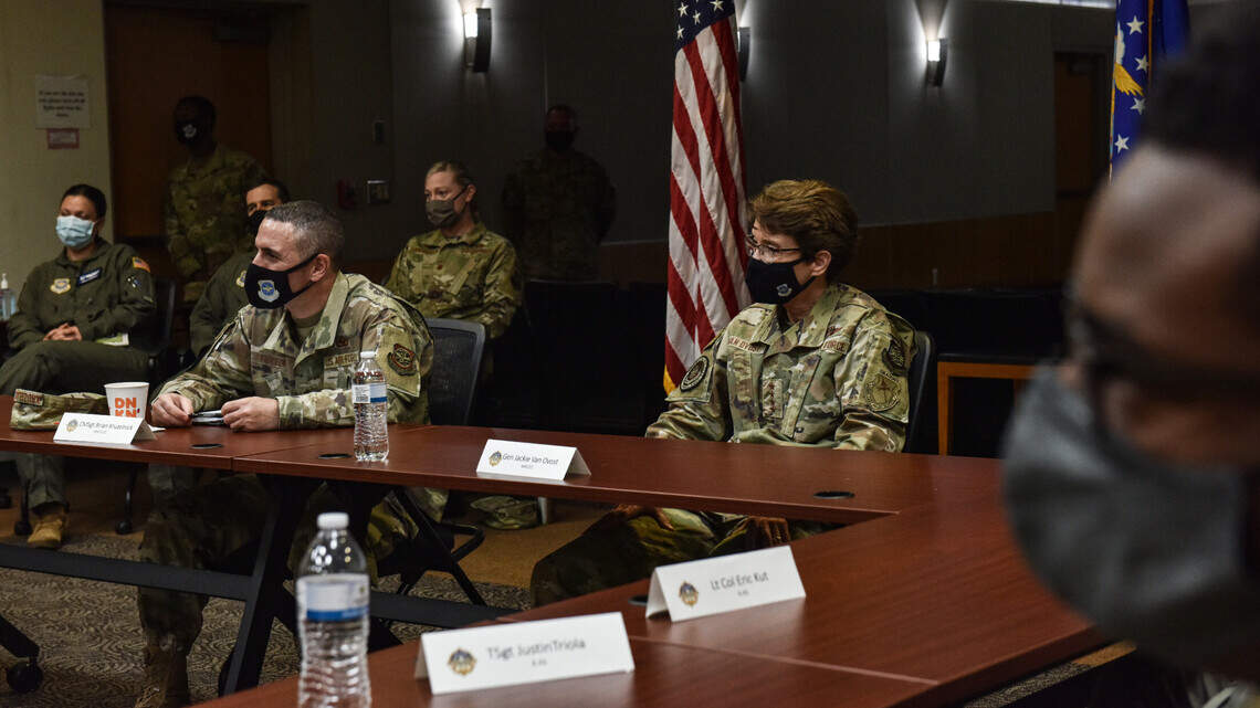 AMC leadership team on Scott AFB recognizes JB MDL wings for Afghanistan support