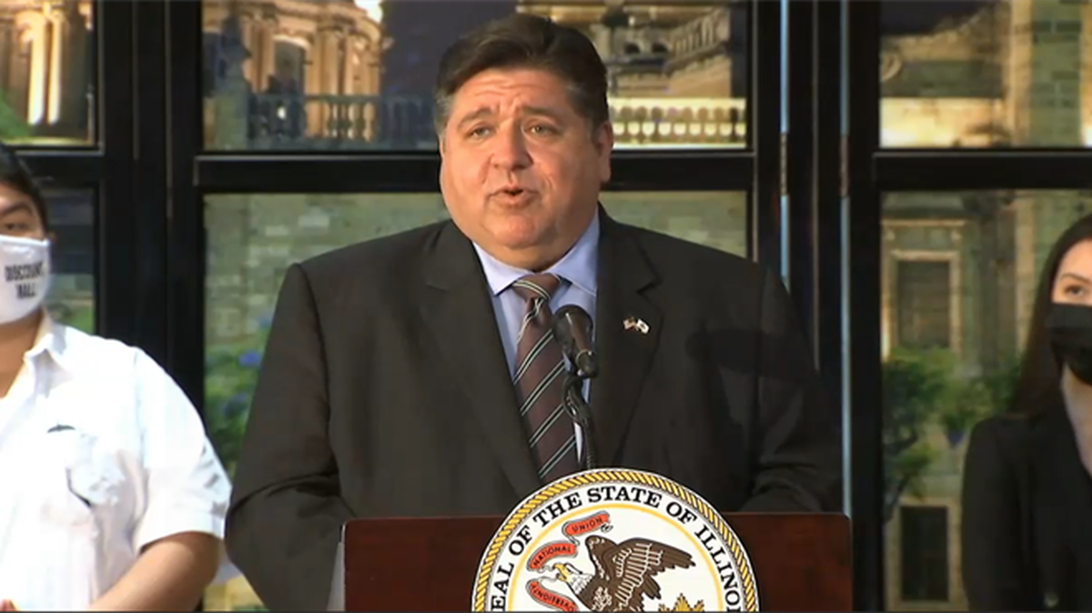 Gov. J.B. Pritzker announces that the distribution of the first $24 million in Back to Business, or B2B, grants during a news conference at a restaurant in the Little Village neighborhood of Chicago.