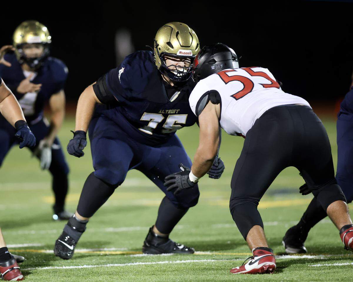 Althoff's Chris King during Friday night’s non conference game against Highland.