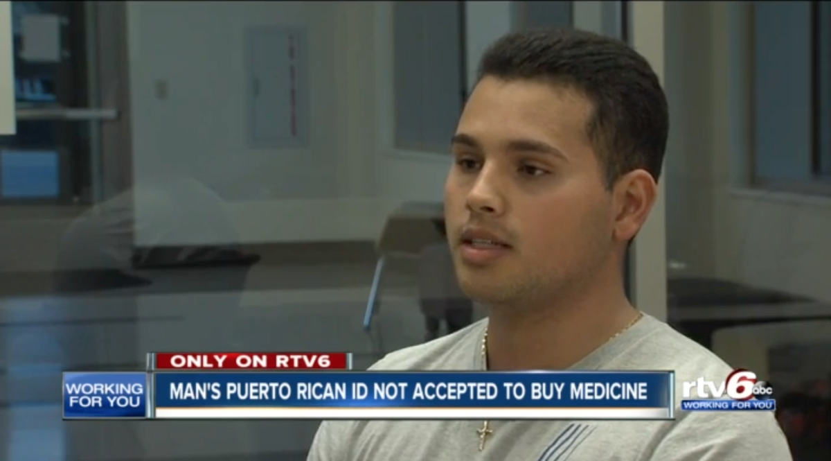 Jose Payano says a cashier at a CVS in Indiana refused to accept his Puerto Rican ID when he tried to purchase cold medicine.
