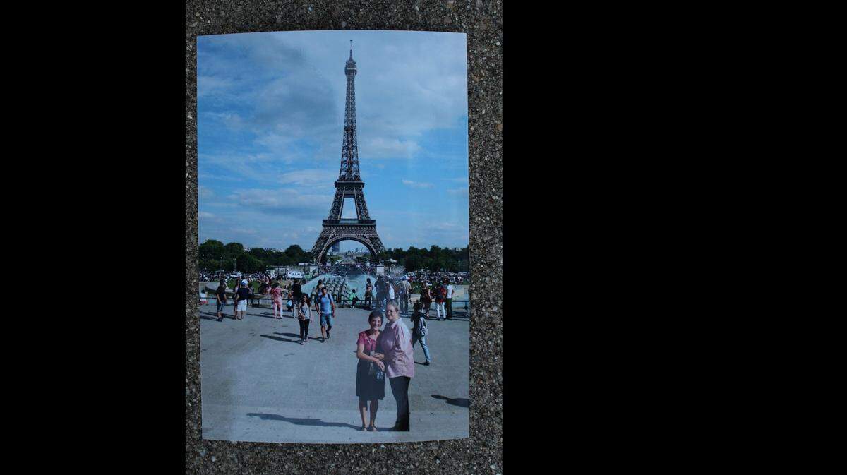 Annie Almoguera, left, took her American pen pal, Mary Wilson, to see the Eiffel Tower in Paris in 2015, when Wilson visited her in France for the first time.