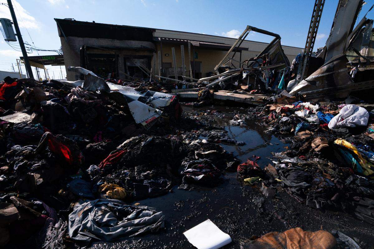 Outside of Savers in Fairview Heights on Oct. 31, 2023, after a three-alarm fire destroyed trailers full of donated clothes and did damage to the rear of the donation center.