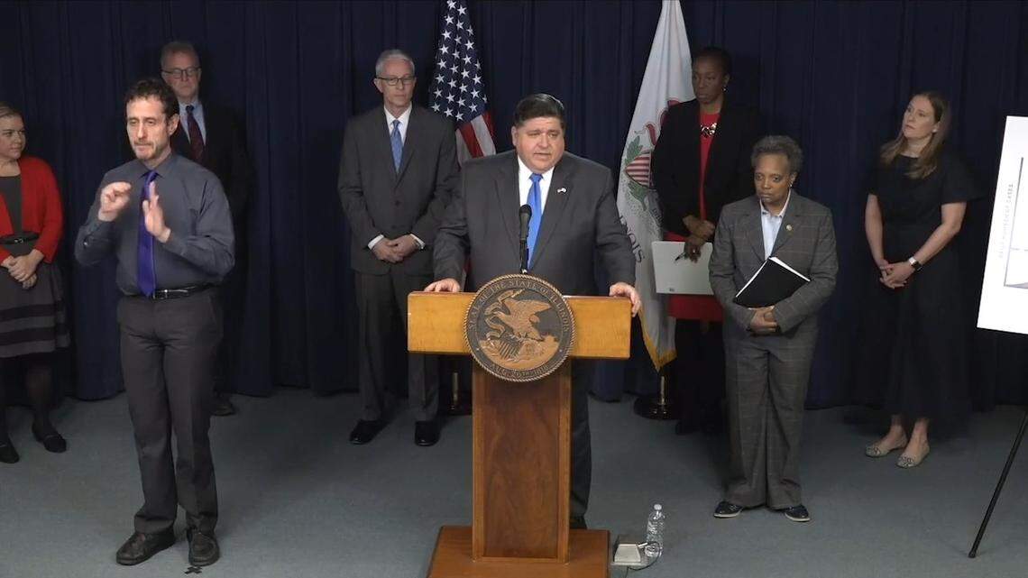 Gov. J.B. Pritzker announces his stay-at-home order on March 20, placing restrictions on Illinois businesses and residents to slow the coronavirus spread.