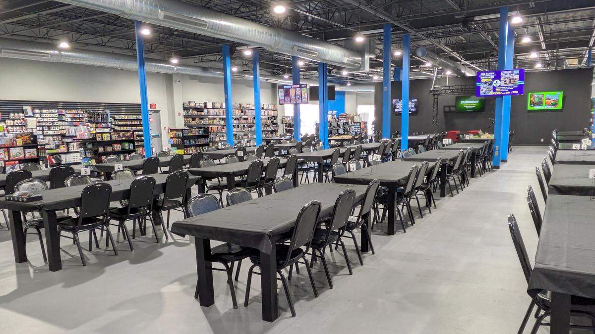Overall view of the tabletop gaming area at Impact Gaming Center